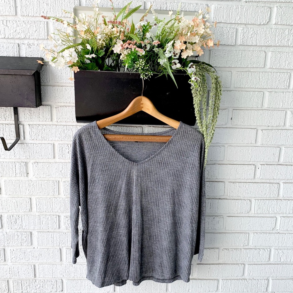Next Brand Gray Studded V-Neck Top Size 8